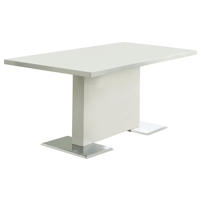 Anges T-shaped Pedestal Dining Table Glossy White image