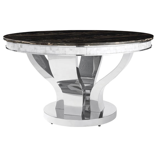 Anchorage Round Dining Table Chrome and Black image