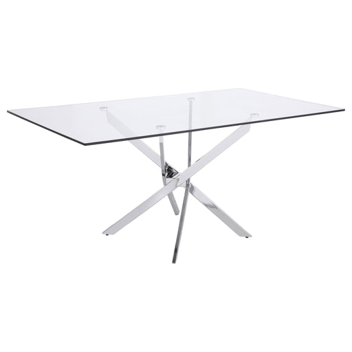 Carmelo X-shaped Dining Table Chrome and Clear image