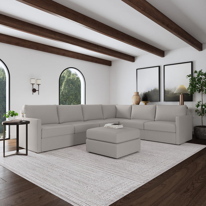 Flex 6-Seat Sectional with Narrow Arm and Ottoman