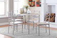 Anna Fontana 5-piece Rectangular Dining Set Brushed Silver - Pierce Furniture Gallery