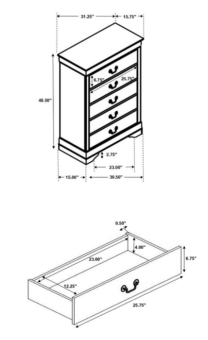 Louis Philippe 4 & 5 Piece Panel Bedroom Set with High Headboard E.king & Full - Pierce Furniture Gallery