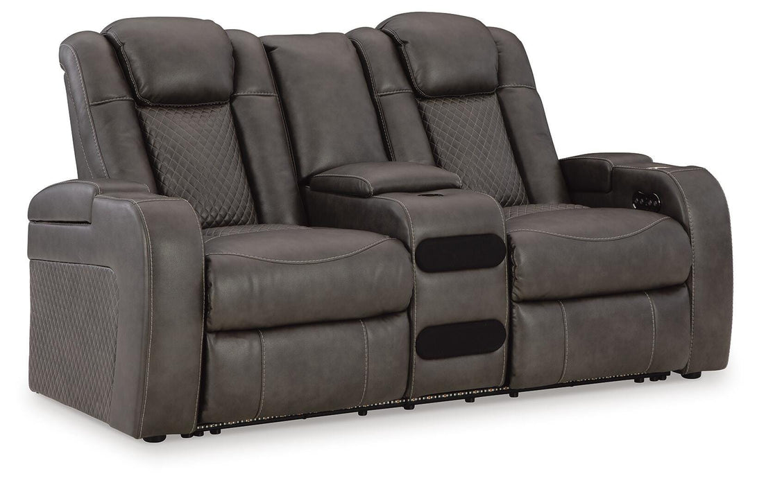 Fyne-Dyme Power Reclining Loveseat with Console - Pierce Furniture Gallery