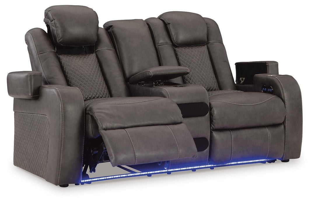 Fyne-Dyme Power Reclining Loveseat with Console - Pierce Furniture Gallery