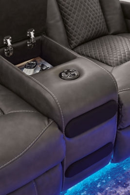 Fyne-Dyme Power Reclining Loveseat with Console - Pierce Furniture Gallery