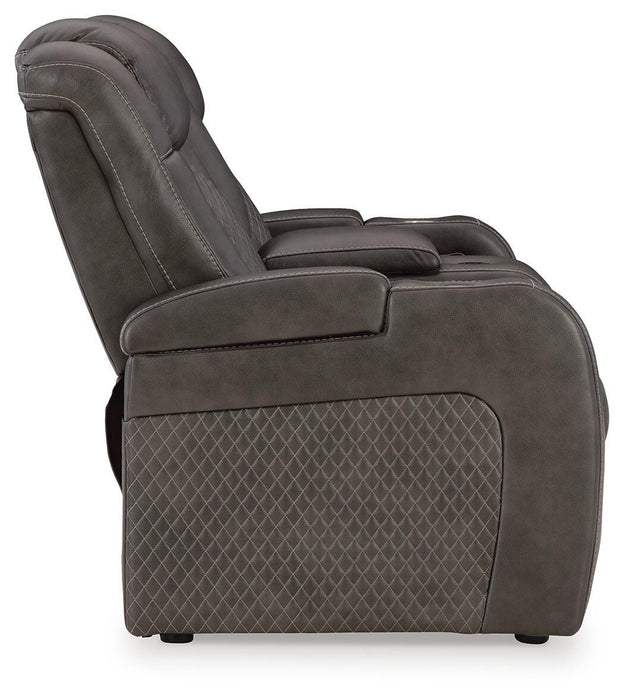 Fyne-Dyme Power Reclining Loveseat with Console - Pierce Furniture Gallery