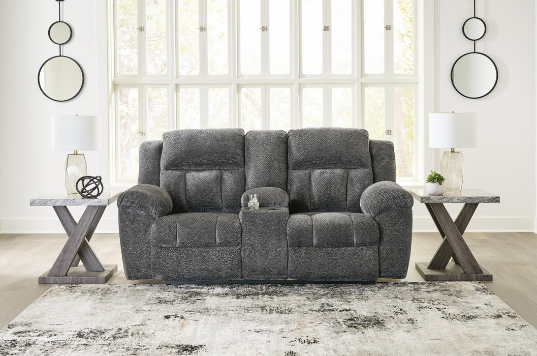 Frohn Reclining Loveseat with Console - Pierce Furniture Gallery