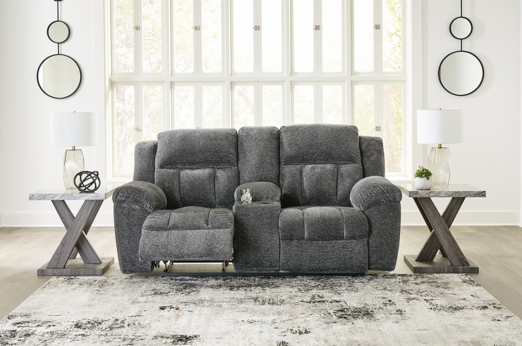 Frohn Reclining Loveseat with Console - Pierce Furniture Gallery