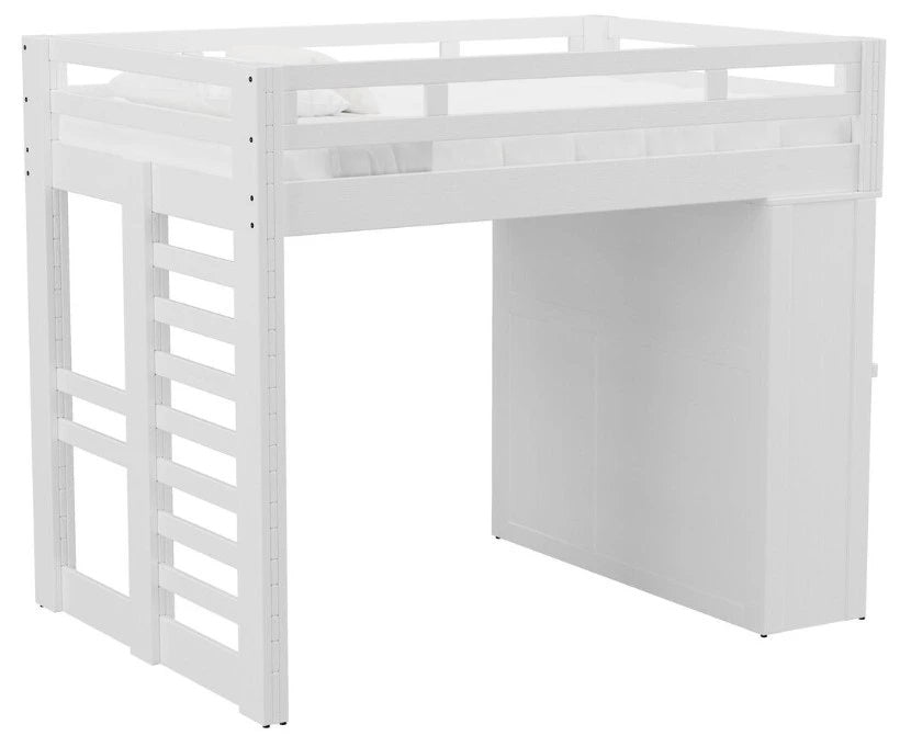 Elements International Cali Kids Twin Basic Loft Bed with Desk in White image