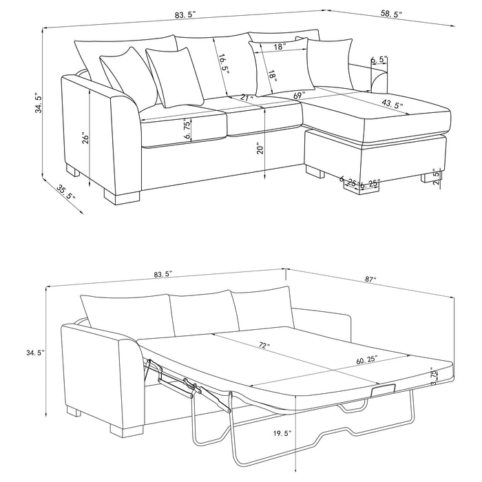 Storey Fold-Out Sleeper Sectional Sofa