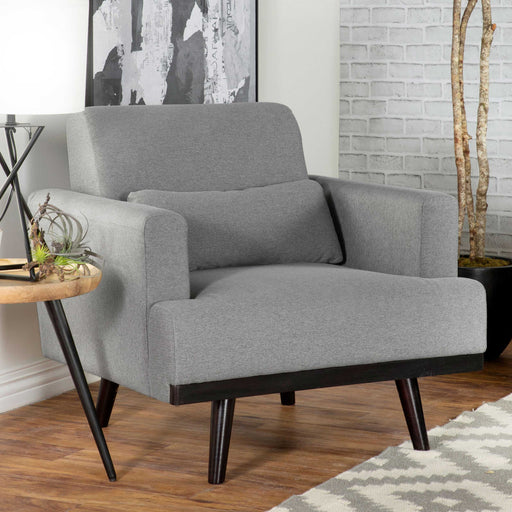 Blake Upholstered Chair with Track Arms Sharkskin and Dark Brown image