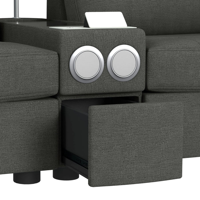 Options One 8PC Living Room Set in Palmer Plus Ash with Media Console