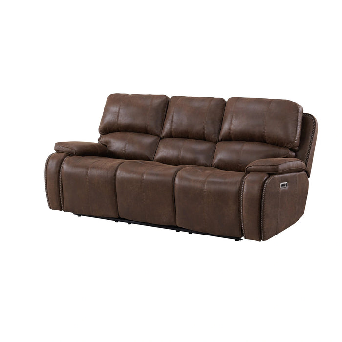 Atlantis Power Motion Sofa with Power Motion Head Recliner in Heritage Brown