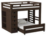 Elements International Cali Kids Twin Over Full Bookcase Loft Bed in Brown image