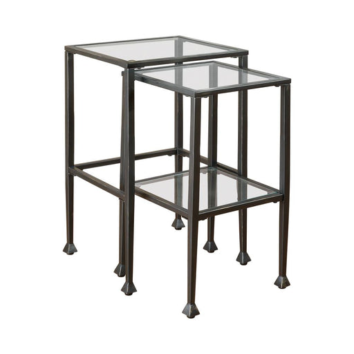 Leilani 2-piece Glass Top Nesting Tables Black image