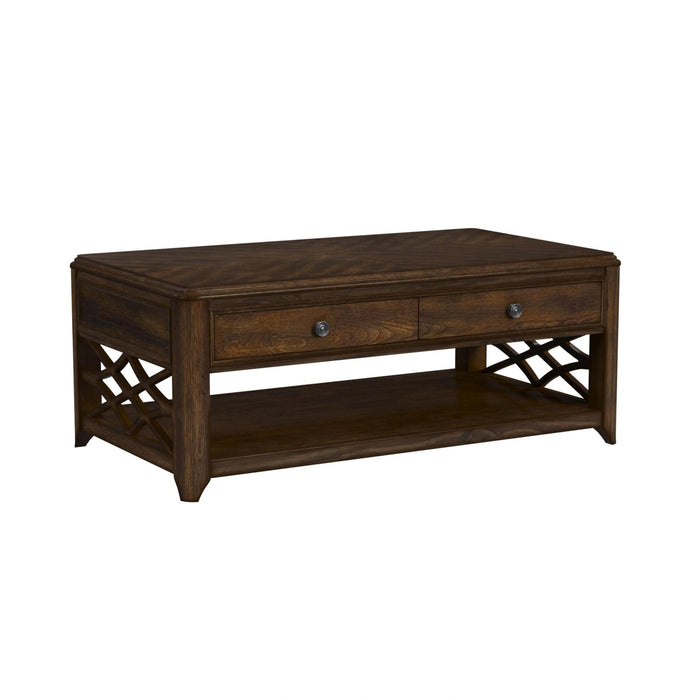 Phillipe 3PC Occasional Table Set in Cherry-Coffee Table & Two End Table
