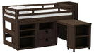 Elements International Cali Kids Full Junior Loft Bed with Staircase, Storage and Desk in Brown image