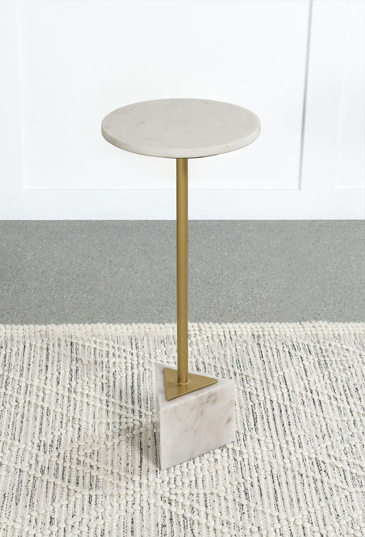 Fulcher Round Metal Side Table White and Gold image