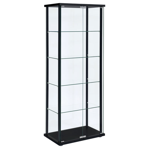 Delphinium 5-shelf Glass Curio Cabinet Black and Clear image