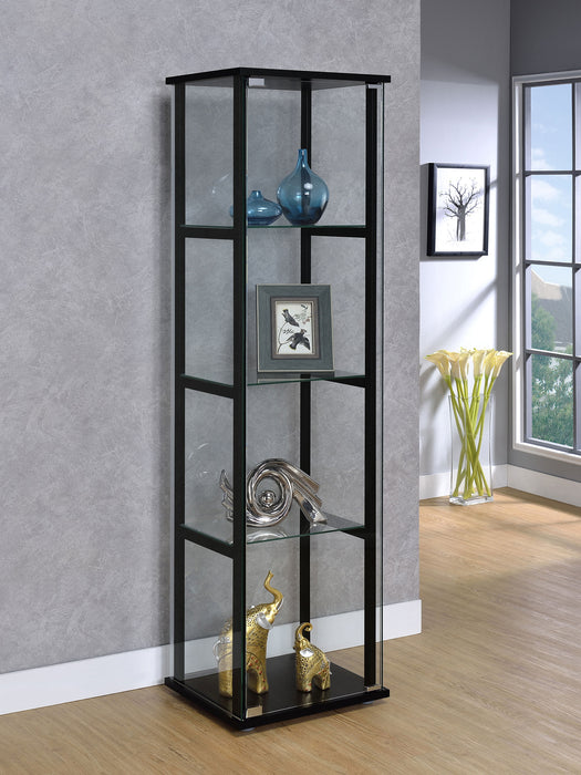 Cyclamen 3-shelf Glass Curio Cabinet Black and Clear