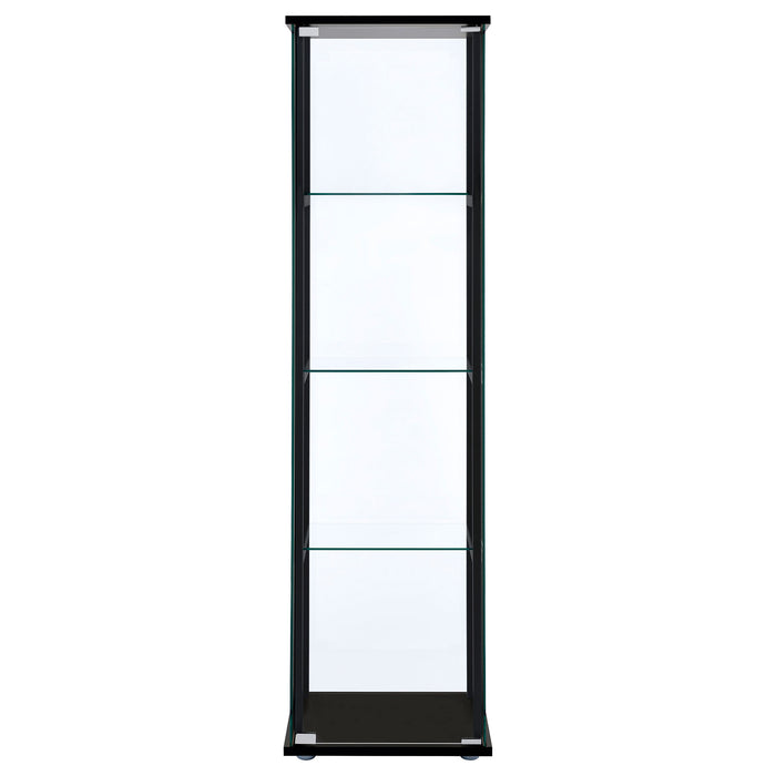 Cyclamen 3-shelf Glass Curio Cabinet Black and Clear