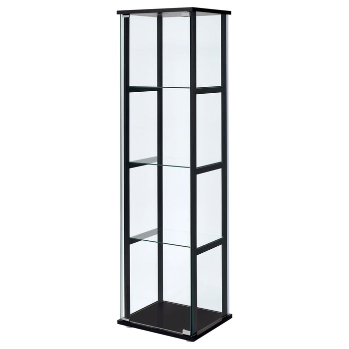 Cyclamen 3-shelf Glass Curio Cabinet Black and Clear