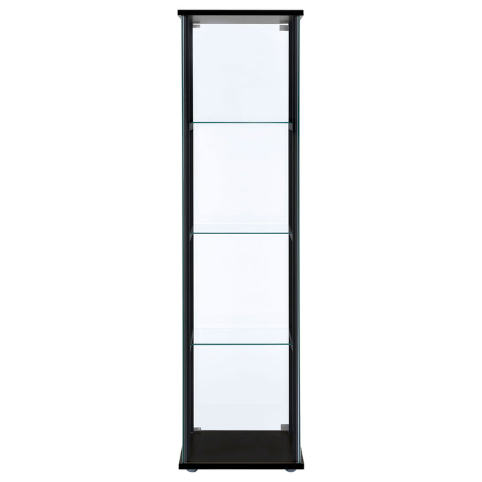 Cyclamen 3-shelf Glass Curio Cabinet Black and Clear