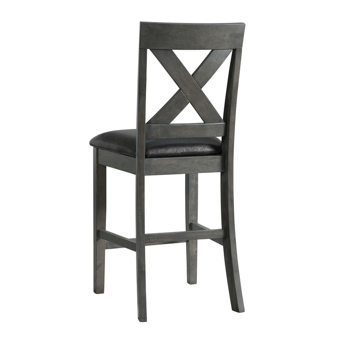 Alex Counter Side Chair W/Black PU Grey (2 Per Pack)