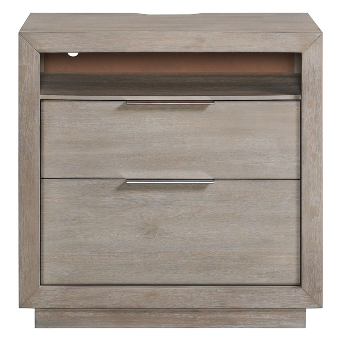 Arcadia 2-Drawer Nightstand with USB in Grey