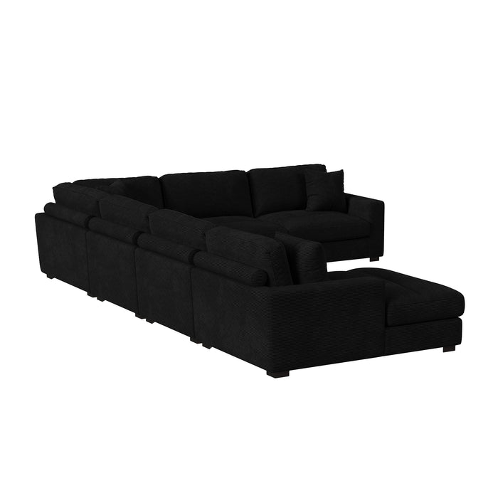 Arizona 6PC Sectional Set with LHF Chaise in Steno Black