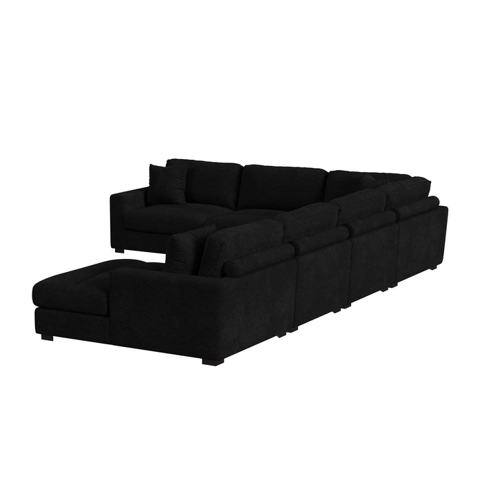 Arizona 6PC Sectional Set with RHF Chaise in Steno Black