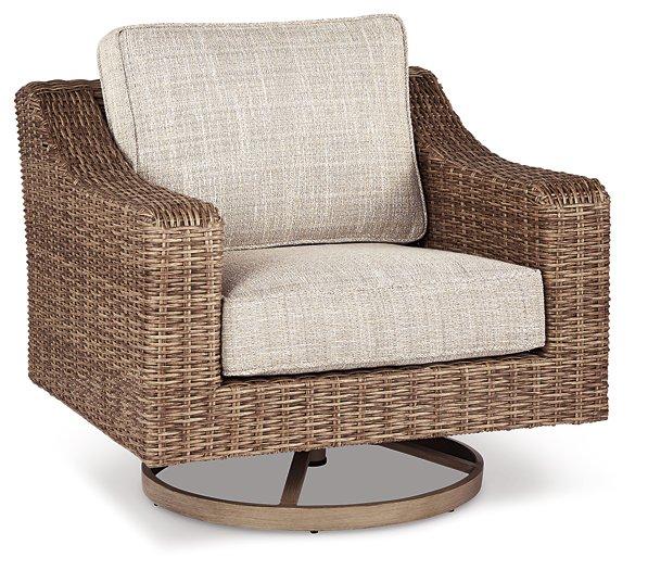 Beachcroft Outdoor Swivel Lounge with Cushion - Pierce Furniture Gallery