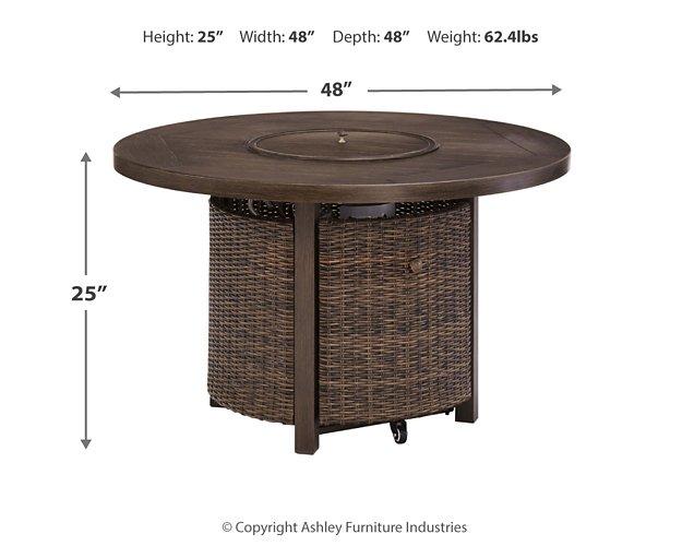 Paradise Trail Paradise Trail Fire Pit Table with 4 Nuvella Swivel Lounge Chairs - Pierce Furniture Gallery