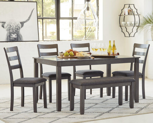 Bridson Dining Table and Chairs with Bench (Set of 6) - Pierce Furniture Gallery