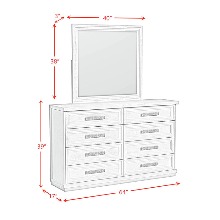 Avalanche Dresser and Mirror Set in Antique White - Pierce Furniture Gallery