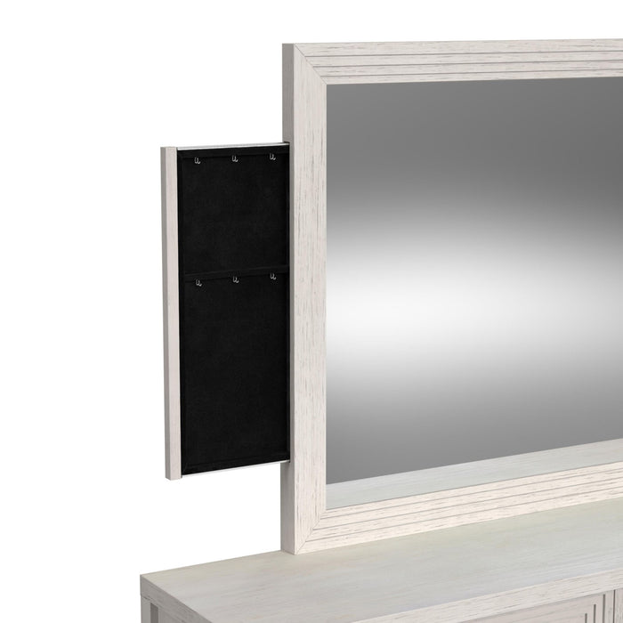 Avalanche Dresser and Mirror Set in Antique White - Pierce Furniture Gallery