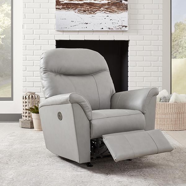 CAITLIN LEATHER POWER SPACE SAVER RECLINER- 4NP24LU - Pierce Furniture Gallery