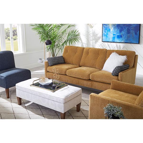 TREVIN COLLECTION LEATHER STATIONARY SOFA W/2 PILLOWS- S38RLU - Pierce Furniture Gallery