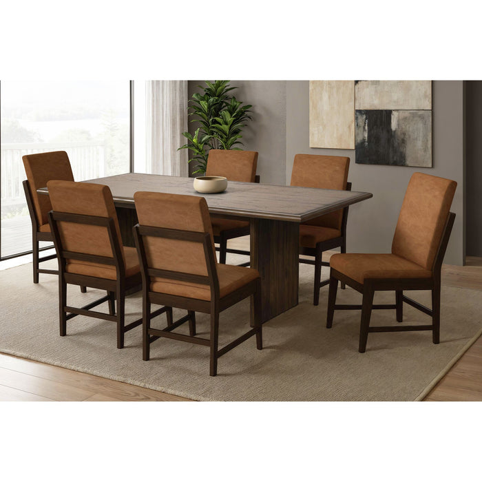 Brisbane Standard Height Dining Set in Brown-Table and Four Fabric Chairs