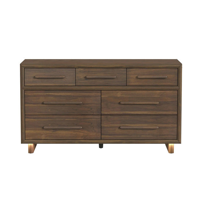 Brisbane Dresser with LED in Brown - Pierce Furniture Gallery