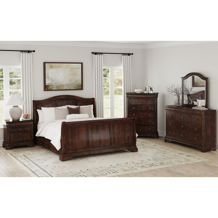 Cameron Cherry Sleigh Bed - Pierce Furniture Gallery