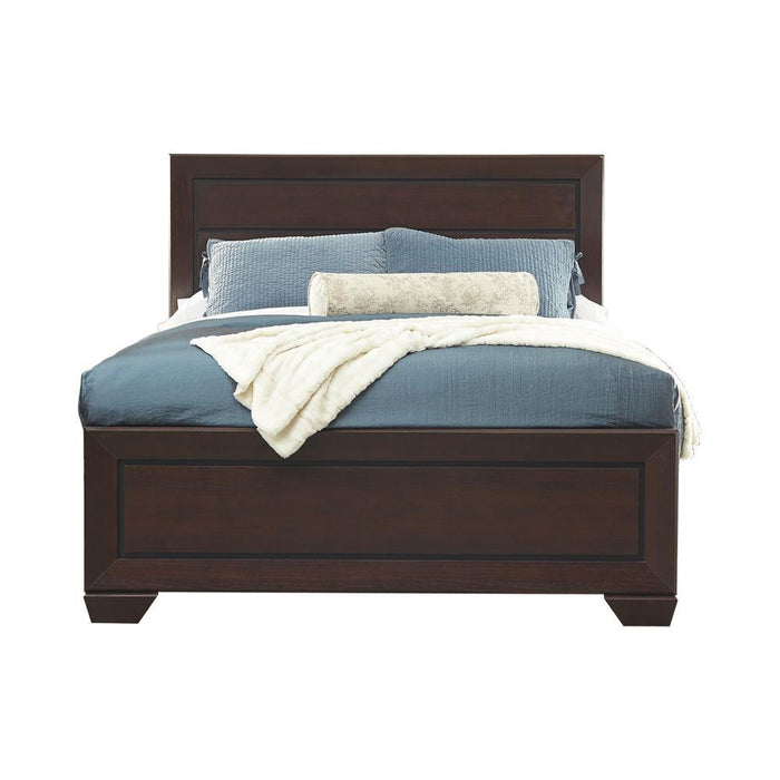 Kauffman California King, Eastren King, & Queen Panel Bed Dark Cocoa - Pierce Furniture Gallery