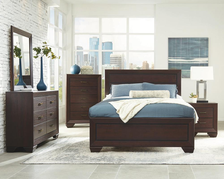 Kauffman California King, Eastren King, & Queen Panel Bed Dark Cocoa - Pierce Furniture Gallery