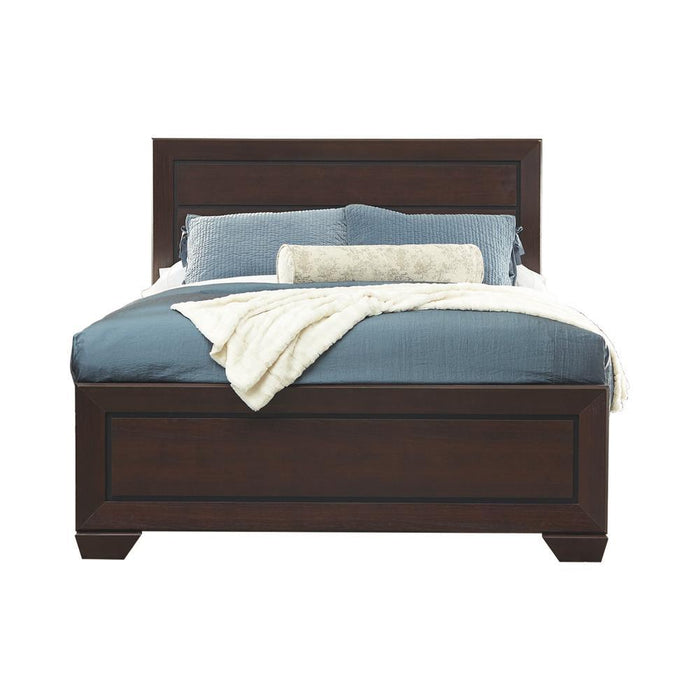 Kauffman California King, Eastren King, & Queen Panel Bed Dark Cocoa - Pierce Furniture Gallery
