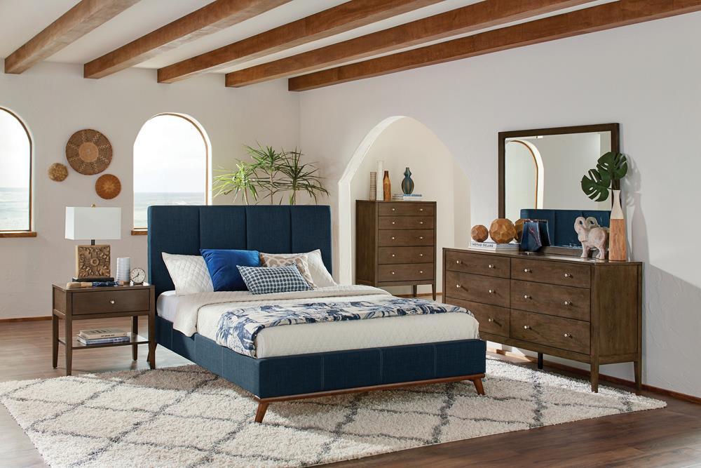 Charity Blue Upholstered Queen Bed