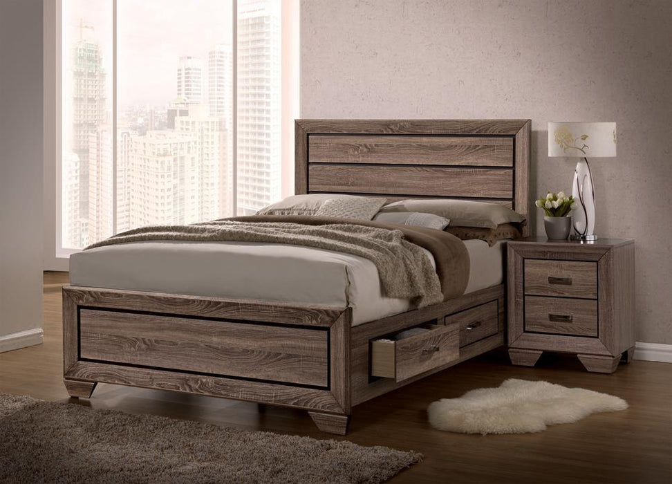 Kauffman California King, E.king, & Queen Panel Bed Washed Taupe - Pierce Furniture Gallery