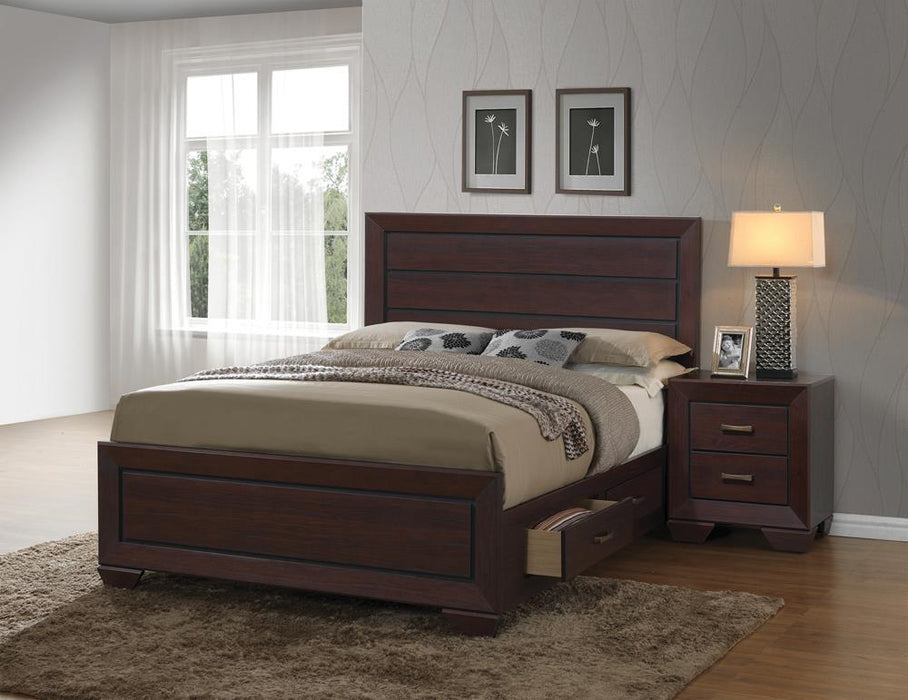 Kauffman California King, Eastren King, & Queen Panel Bed Dark Cocoa - Pierce Furniture Gallery