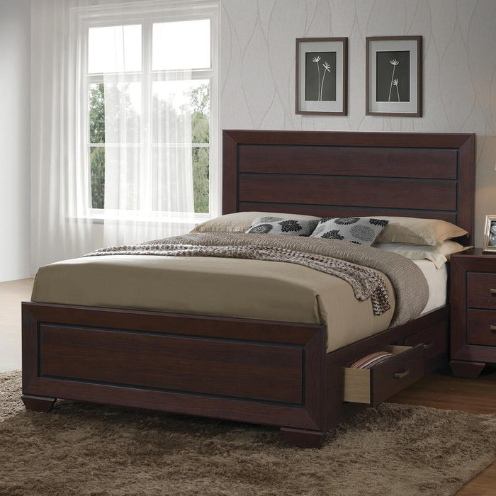 Kauffman California King, Eastren King, & Queen Panel Bed Dark Cocoa - Pierce Furniture Gallery