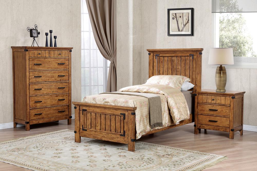 Brenner Twin Panel Bed Rustic Honey - Pierce Furniture Gallery
