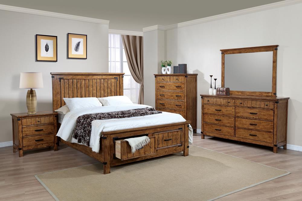 Brenner California King Storage Bed Rustic Honey - Pierce Furniture Gallery